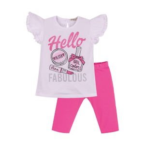 Everything Must Change White T-shirt And Pink Legging Set With Make-Up Design