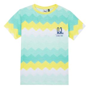 3Pommes Boys Green,Yellow and White Cotton T-Shirt