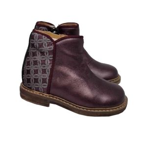 Pom D Api Girls "Retro Back" Purple Leather Boots With Pattern Detail