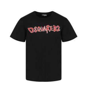 DSQUARED2 Black With Red &#039;Hand Drawn&#039; Printed Logo T-shirt