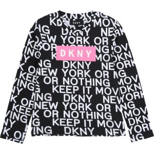DKNY Black & White Pink Logo Top