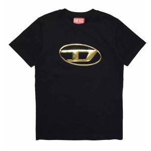 Diesel Black T-shirt With Gold Metallic Logo