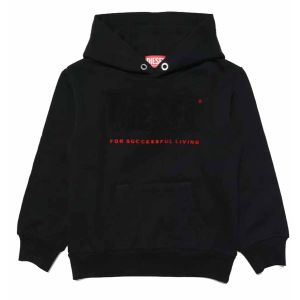 Diesel Black Hooded Sweatshirt With Terry Patch Logo 