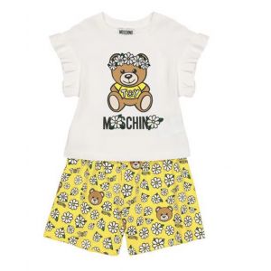 Moschino Kid-Teen Yellow Logo Daisy Shorts Set