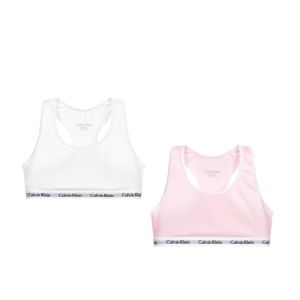 Calvin Klein Pink and White Logo Crop Top Set (2 Pack)