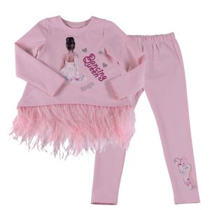 Daga Girls Pink 'Dancing Queen' Feather Legging Set