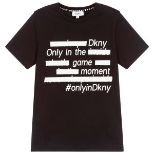 DKNY Boy's Black Cotton Print T-Shirt