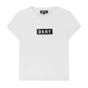 DKNY Girls White Shiny Logo T-Shirt