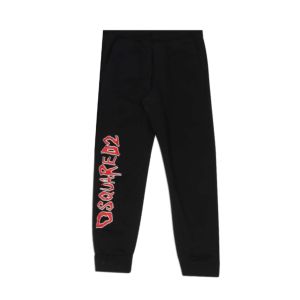 DSQUARED2 Black With Red &#039;Hand Drawn&#039; Printed Logo Joggers