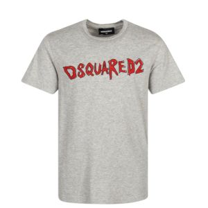 DSQUARED2 Grey With Red &#039;Hand Drawn&#039; Printed Logo T-shirt