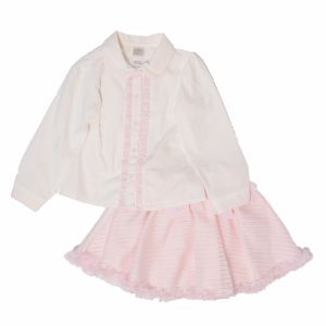 Pretty Originals Ivory & Pink Blouse and Skirt Set