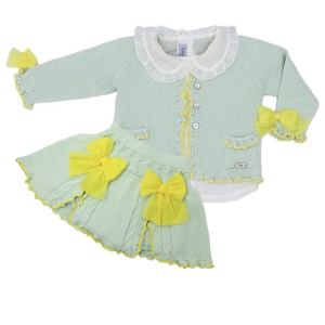 Rahigo Girls Mint Green and Yellow Skirt  Set