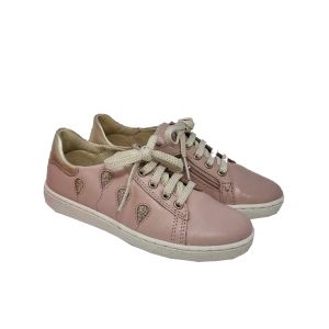 Shoo Pom Girls "Ducky Balloon" Pale Pink Trainers With Gold Glitter Balloons