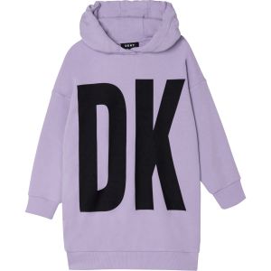 DKNY Lilac Large Logo Hooded Sweatshirt Dress