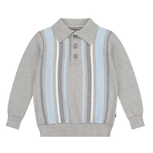 Mitch &amp; Son Boys Grey &#039;Elliot&#039; Striped Knitted Polo Top
