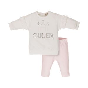 Everything Must Change White &amp; Pink &#039;Little Queen&#039; Sparkly Detail Legging Set