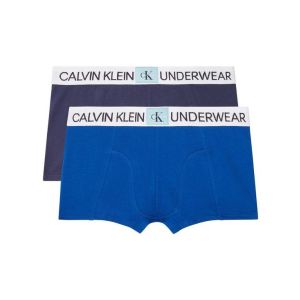 Calvin Klein Bright Blue  and Navy Patch Logo Boxer Shorts (2 Pack)