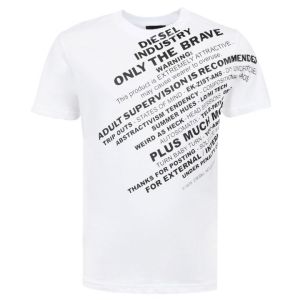 Diesel White and Text Logo Print T-Shirt