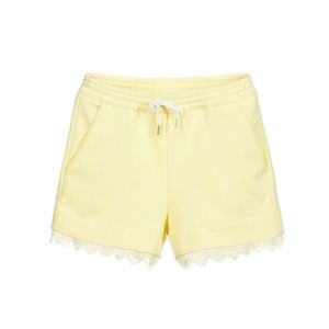 Chloé Girls Yellow Logo Scalloped Trim Shorts