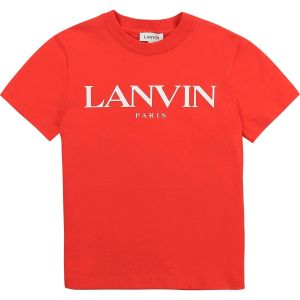 Lanvin Boys Red Cotton White Logo T-Shirt