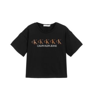 Calvin Klein Jeans Girls Black Logo Boxy T-Shirt