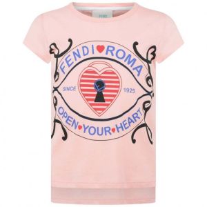 FENDI Pink  Cotton Open Your Heart T-Shirt