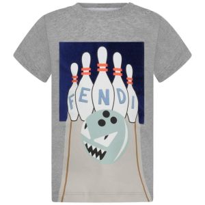 FENDI Boys Grey Bowling Print Top