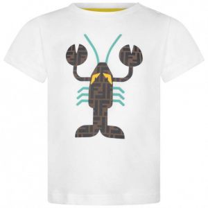 FENDI White Cotton FF Lobster T-Shirt