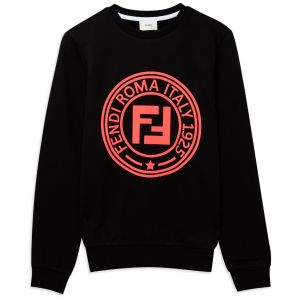 FENDI Girls Black Neon Pink Stamp Logo Sweatshirt