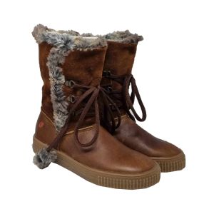 Gbb Girls Brown "Noustik" Leather And Suede Boots With Furry Inner