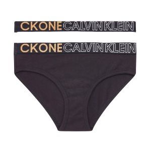 Calvin Klein Black And White Pack of 2 Gold Logo Bikini Bottoms