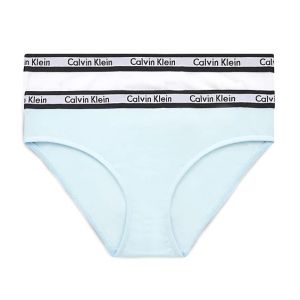 Calvin Klein Girls Powder Sky and White Repeat Logo Cotton Bikini Pants (2 Pack)