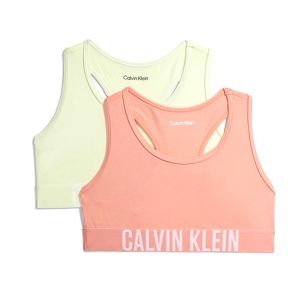 Calvin Klein Lemongrass &amp; Peach Coral Cotton Bralette Crop Tops (2 Pack)
