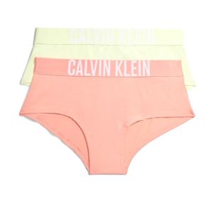 Calvin Klein Girls Lemongrass &amp; Peach Coral Cotton Shorties (2 Pack)
