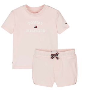 Tommy Hilfiger SS24 Baby Girls Pale Pink Cotton Shorts Set