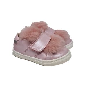 Step 2Wo Girls Pink Velcro Strap Trainers With Fluffy Front