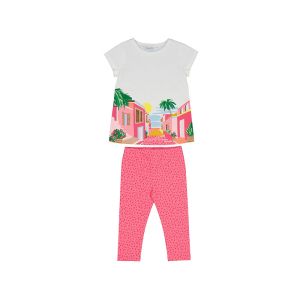 Mayoral Girls Summertime T-shirt And Pink Leggings Set