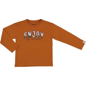 Mayoral Boys Orange Long Sleeve Top With Outdoors Print