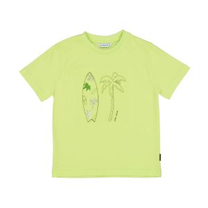 Mayoral Boys Green Cotton T-Shirt With Palm Tree Embossed Print