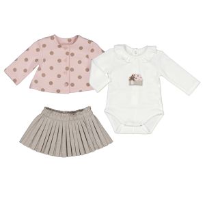 Mayoral Baby Rose And Brown Three Piece Set