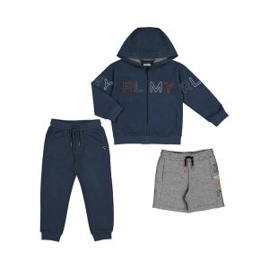 Mayoral Boys Navy Three Piece Tracksuit With Colourful Logo Print