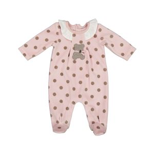 Mayoral Baby Pink Velour Babygrow With Teddy Appliqué