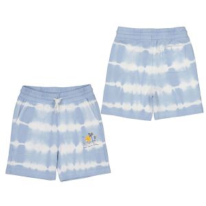 Mayoral Boys Pale Blue Tie Dye Shorts With Summer Print Detail