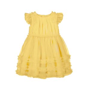 Mayoral Girls Lemon Yellow Tulle Dress With Ruffles