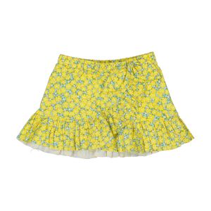 Mayoral Girls Yellow Floral Pattern Wrap Around Ruffle Knit Skirt
