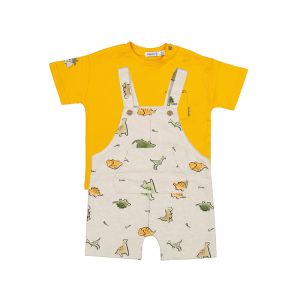 Mayoral Little Boys Orange T-Shirt And Dinosaur Dungarees Two-Piece Set