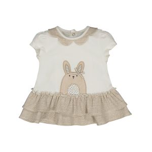 Mayoral Baby Beige Dress With Rabbit Applique