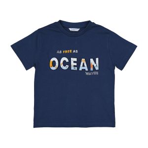 Mayoral Boys Blue Cotton T-Shirt Cool Large Ocean Themed Print