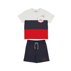 Mayoral Boys Red, White And Black T-Shirt And Short Set