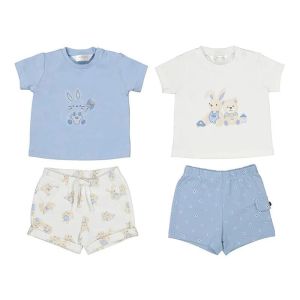 Mayoral Baby Blue 4 piece set with Rabbit and Bear Applique